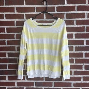 GAP Crewneck butter yellow and white stripe sweater. Size Small